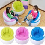 Kids inflatable sofa chair with backrest & Foot Air Pump (1 Set 85x74 Cm Approx) - Fabric Detail by Nari Haat, Indian...