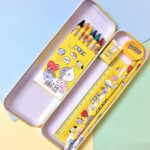 Stationery Kit for Kids - Metal Pencil Box, Sharpener, Pencil & Eraser (12 Pc Set) - Back View by Nari Haat, Indian e...