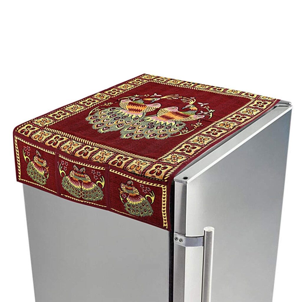 Peacock Design Cotton Fridge Top Cover