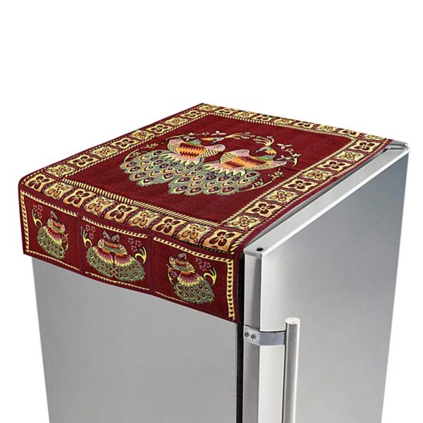 Peacock Design Cotton Fridge Top Cover