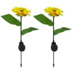 2 Pc Outdoor Solar Sunflower Lights – Waterproof Garden Landscape Stake Light - Closeup Embroidery by Nari Haat, In...