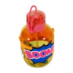 Cute Plastic Water Bottle with adjustable shoulder strap, Straw and Rubber Grip potable drinking cup Water Bottle For...