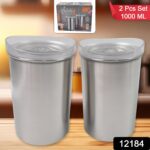 Stainless Steel Airtight Containers with See Through Lid (2 Pc Set / 1000 ML) - With Dupatta by Nari Haat, Indian eth...