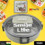 Miracle Stainless Steel Round Lunch Box, with Small Plastic Box Insert Leak Proof Lunch Box with Transparent lid, Lun...