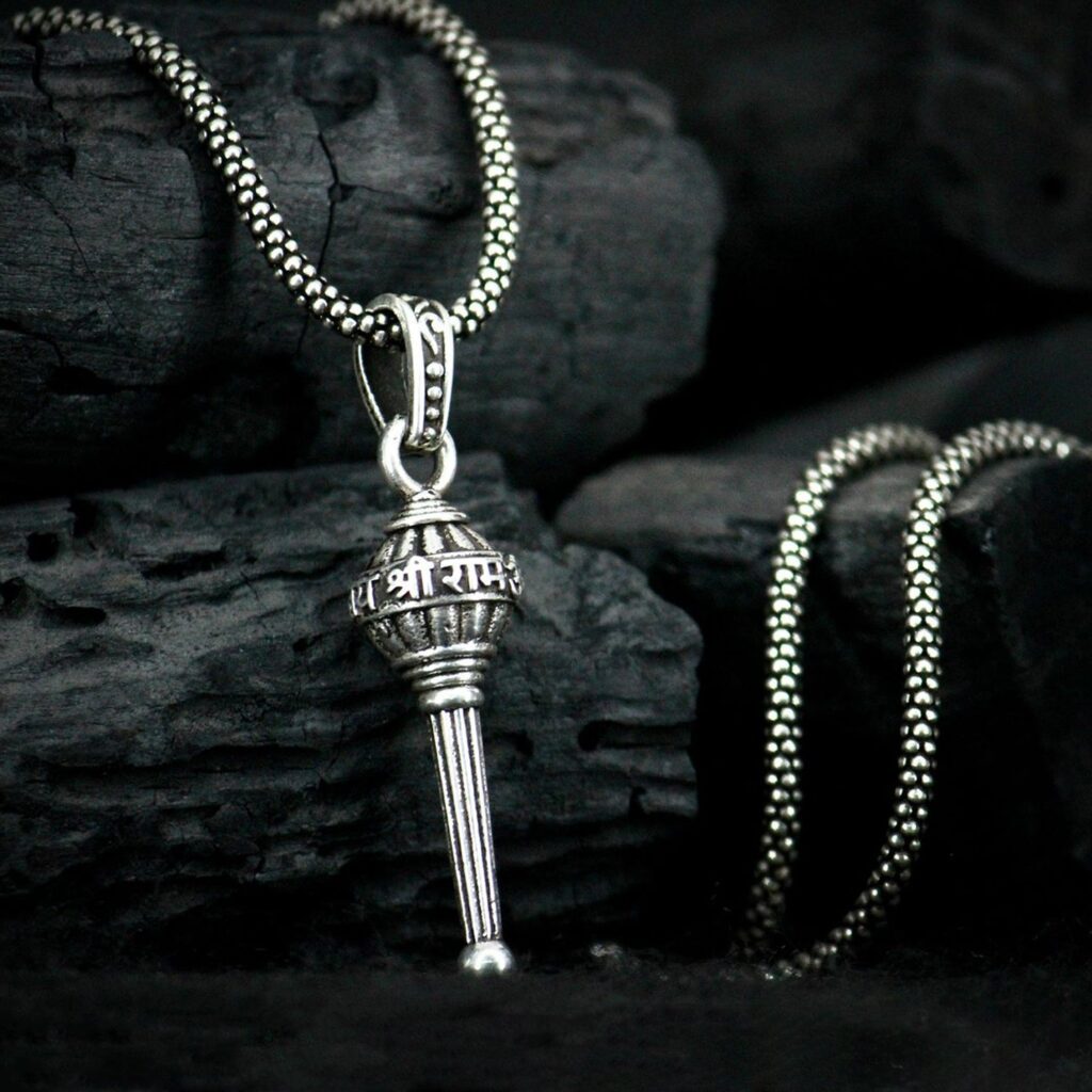 Silver Chain With Gada Pendant / Locket (1 Pc) - Front View by Nari Haat, Indian ethnic wear, women clothing, designe...