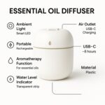 Portable Mini USB Humidifier with Light – Cool Mist & Essential Oil Diffuser (250ML) - Closeup Embroidery by Nari H...