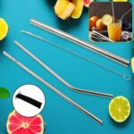 Reusable stainless steel drinking straws with case