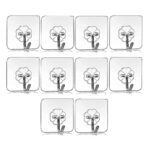 Self Adhesive Transparent Sticky Plastic & Stainless Steel Wall Hooks (10 Pcs Set) - Front View by Nari Haat, Indian ...