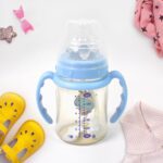 Plastic Baby Feeding Bottle with Handles, Cleaning brush & Straw (180 ML / 1 Pc) - Closeup Embroidery by Nari Haat, I...