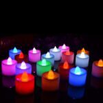 Multicolor LED Tealights Candles (24 Pack): Festive Decorations, Diwali - Fabric Detail by Nari Haat, Indian ethnic w...