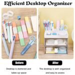 2 Layer 5 Compartment Desk Organizer with Transparent Drawer (1 Pc / 15×13×11 Cm) - Closeup Embroidery by Nari Haat...