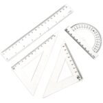 Plastic Geometry Set, Triangle Ruler Protractor Straight Ruler (4 Pcs Set) - Sleeve Design by Nari Haat, Indian ethni...