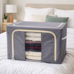 Foldable Steel Frame Clothes Storage Organizer Bag 60x43x32cm (Mix Color) - Closeup Embroidery by Nari Haat, Indian e...