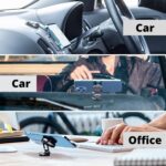 360° Rotating Magnetic Car Phone Holder in Metal (1 Pc, Folding) - Fabric Detail by Nari Haat, Indian ethnic wear, w...