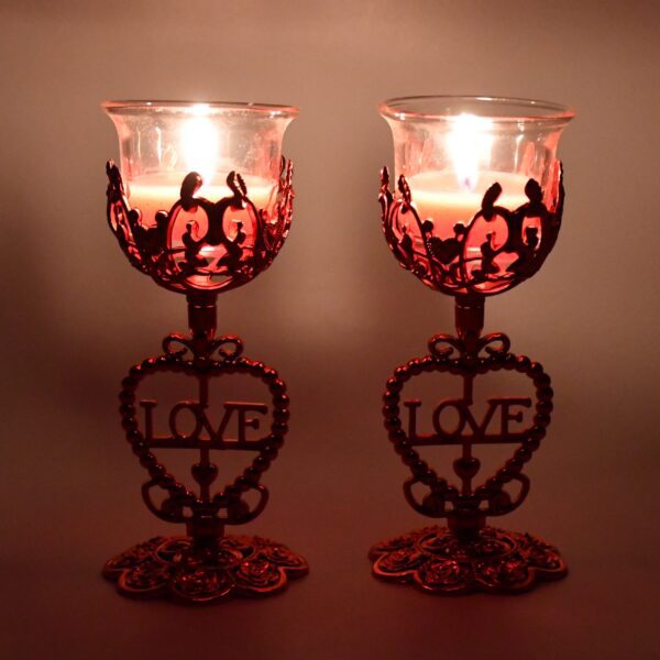 Tea Lights Holder Candle Stand, Diwali (2 Pc Set) - Front View by Nari Haat, Indian ethnic wear, women clothing, desi...