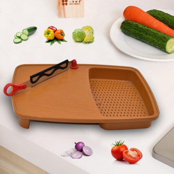 Thick Plastic Kitchen Chopping Cutting Slicing Tray with Holder - Front View by Nari Haat, Indian ethnic wear, women ...