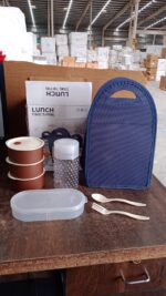 Steel Lunch Box Set (4 pcs, Black) - Fabric Detail by Nari Haat, Indian ethnic wear, women clothing, designer suit