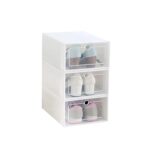 3 Layer Transparent Shoes Storage Box Plastic Stackable Shoe (1 Set / 3 Layer) - Sleeve Design by Nari Haat, Indian e...