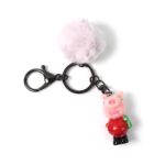 Cute Cartoon Keychain with Fluffy Pom (1 Pc / Mix Design) - Sleeve Design by Nari Haat, Indian ethnic wear, women clo...