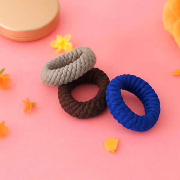 Tyre Shape Hair Rubber Bands Pack of 3 (Multicolour), Hair accessories - Front View by Nari Haat, Indian ethnic wear,...