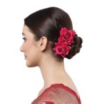 Colourful Flowing Flower Hair Pin (4 Pcs Set / Mix Color) - Full Detail by Nari Haat, Indian ethnic wear, women cloth...