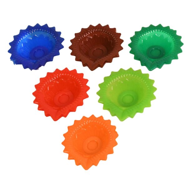Silicone Diya for Diwali Attractive Design Colourful Diya Combo, Diwali (6 Pcs Set) - Front View by Nari Haat, Indian...