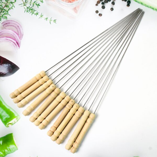 BBQ Tandoor Skewers Grill Sticks for Barbecue (Pack of 12) - Front View by Nari Haat, Indian ethnic wear, women cloth...