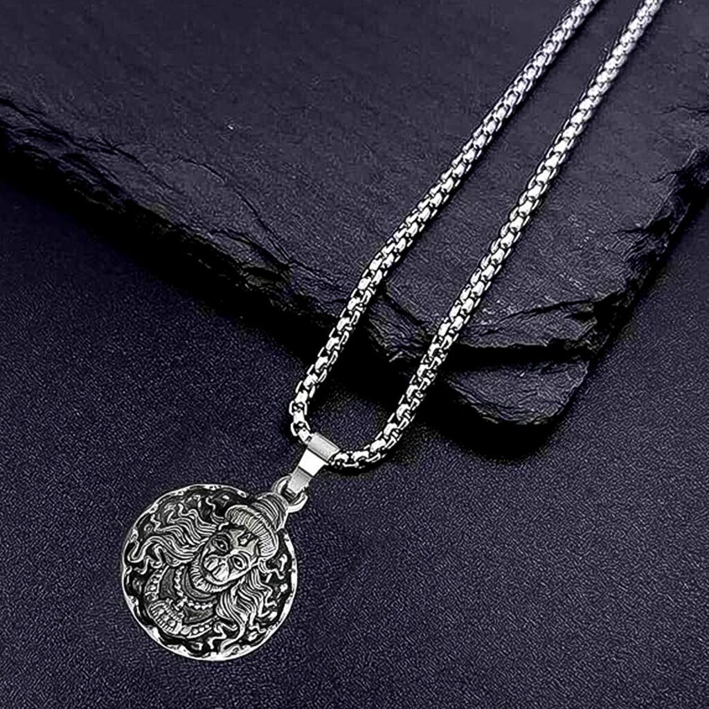 Hanuman Locket With Chain, Pendant Necklace Chain (1 Pc) - Front View by Nari Haat, Indian ethnic wear, women clothin...