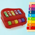 2 in 1 Baby Piano Xylophone Toy for Toddlers, 5 Multicolored Key Keyboard Xylophone Piano, Preschool Educational Musi...