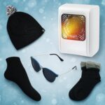 Winter Warm Set- Bennie hat, Room Heater, Sunglasses And Socks (5 Pcs Combo) - Front View by Nari Haat, Indian ethnic...