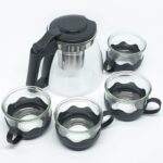 Flame Proof Glass Kettle and Cup Set with Strainer High Quality Set  24 Pc - Sleeve Design by Nari Haat, Indian ethni...