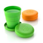 Portable Folding Travel Cup with Lid | Compact Expandable Tumbler for Kids & Camping - Front View by Nari Haat, India...