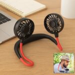 Hand Free Personal Fan - Portable USB Battery Rechargeable With Battery Comaprtment Mini Fan - Headphone Design Weara...