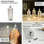 Rose Candles LED Flameless and Smokeless Decorative Acrylic Transparent Candles Led Tea Light Candle Perfect for Gift...
