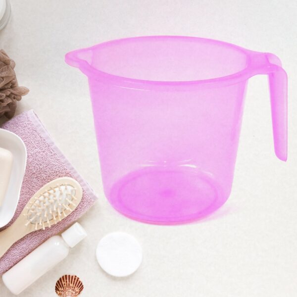 Plastic Round Transparent Bath Water Mug (5 pc / Mix colour / 1200 ML) - Front View by Nari Haat, Indian ethnic wear,...