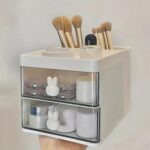 2 Layer 5 Compartment Desk Organizer with Transparent Drawer (1 Pc / 15×13×11 Cm) - Neckline Detail by Nari Haat, I...