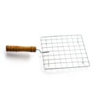 Square Stainless Steel Barbecue Grill with Wooden Handle - Closeup Embroidery by Nari Haat, Indian ethnic wear, women...