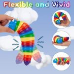 3D Rainbow Color Plastic Slug Fidget Toys, Stress Relieving Toy, Sensory Slug Toy for Boys and Girls, Finger slug Toy...