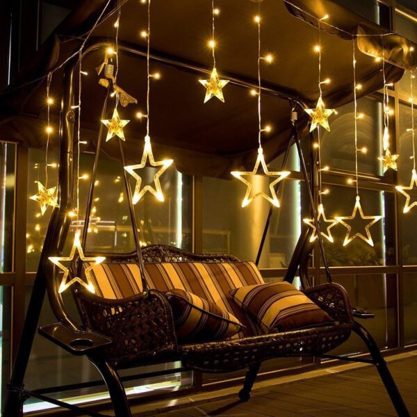 12 Stars Curtain String Lights – 8 Flashing Modes for Festival Decoration - Front View by Nari Haat, Indian ethnic ...