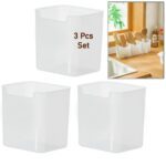 3 Pcs Clear Plastic Organizer Versatile Drawer Tray for Desk Makeup Bathroom Kitchen - Closeup Embroidery by Nari Haa...