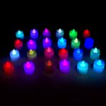 Multicolor LED Tealights Candles (24 Pack): Festive Decorations, Diwali - Closeup Embroidery by Nari Haat, Indian eth...