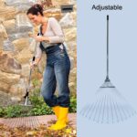 115-152 CM Rake for Gardening, Stainless Steel Telescopic Garden Rake for Quick Clean Up of Lawn and Yard, Adjustable...
