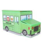 Foldable Bus Shape Toy Box Storage with Lid for Storage of Toys Basket Useful as Toy Organizer mountable Racks Surfac...