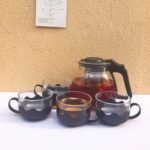 Flame Proof Glass Kettle and Cup Set with Strainer High Quality Set  24 Pc - Neckline Detail by Nari Haat, Indian eth...