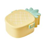 Kids Lunch Box Cute Pineapple Shaped Bento Box with Fork Spoon Snack Container - Back View by Nari Haat, Indian ethni...