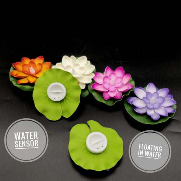 Pack of 6 Water Floating LED Lotus Candles for Festive Decor