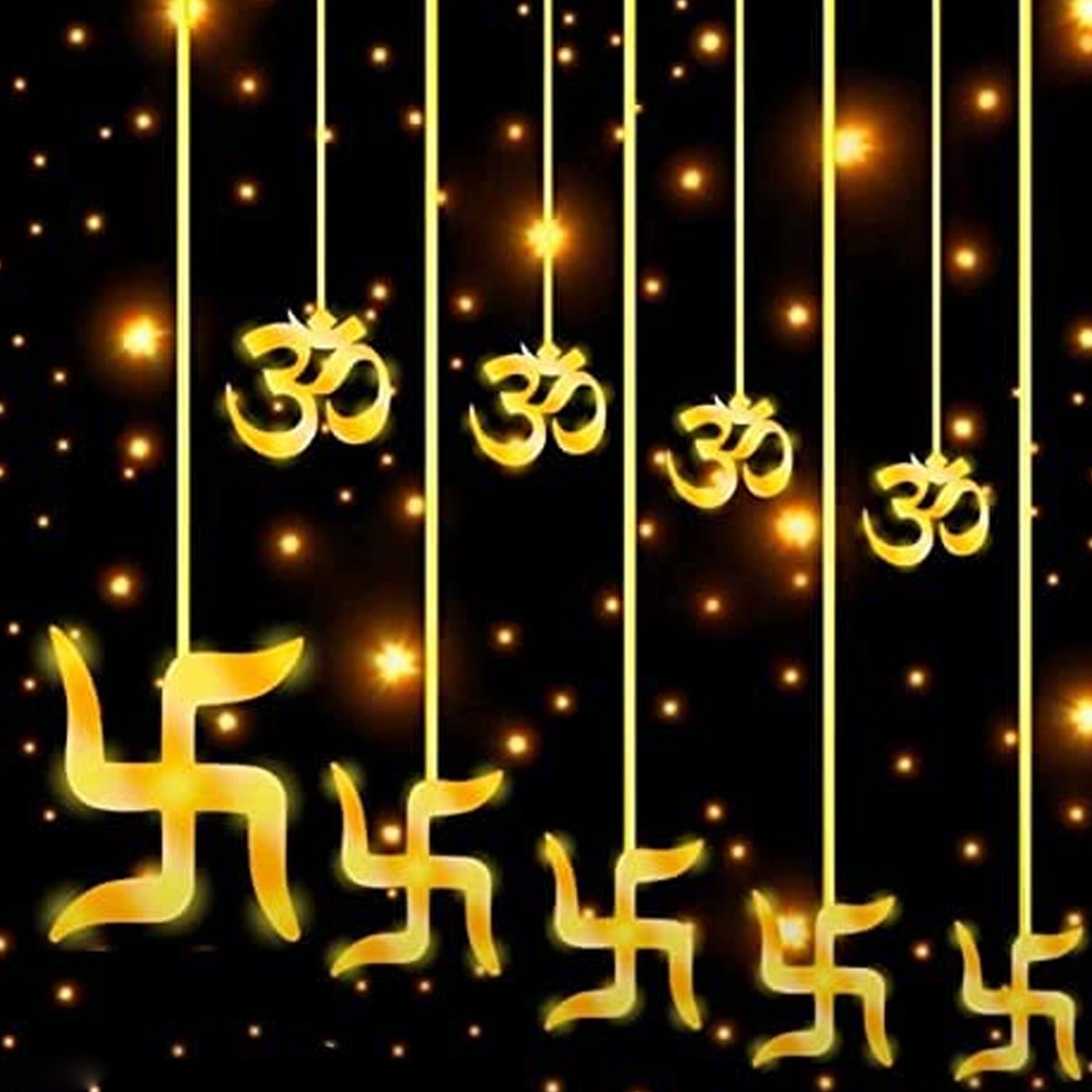 09_bc9c5e21-67bc-435f-b4f2-2fc88bdceb68.jpg Swastik Om Curtain Decorative LED String Lights with 12 Props for Diwali & Home - Front View by Nari Haat, Indian eth...