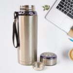 800ml Stainless Steel Water Bottle – Leak-Proof Thermos for Travel & Office - Back View by Nari Haat, Indian ethnic...