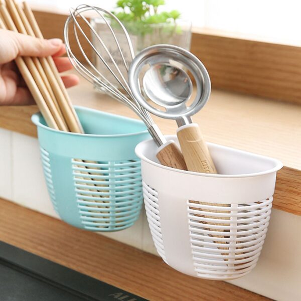 Hanging Plastic Storage Basket, Adhesive Wall Mounted Organizer Box Make Up Holder Shelf Bathroom Wall Basket Punch F...