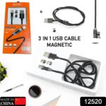 Magnetic Charging Cable 3 in 1 Metal Magnetic Micro USB Type C Lighting Cable with LED, Multiple Charging Adapters fo...